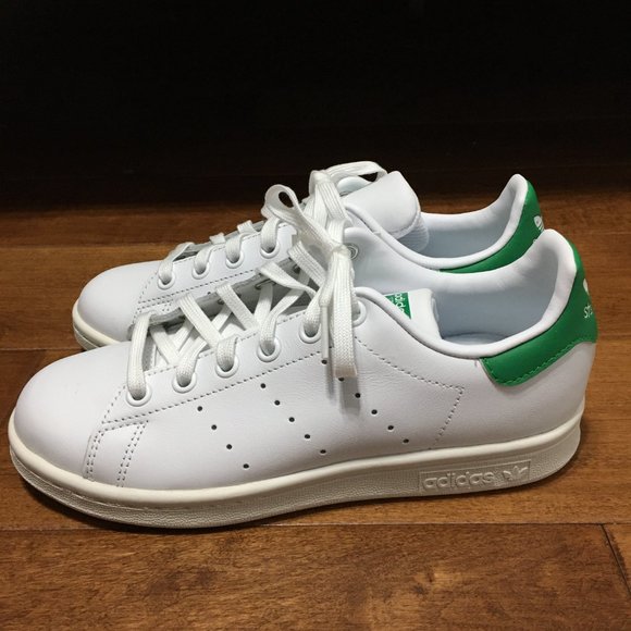 Adidas NWB Youth 3.5 US Stan Smith Sneaker White Green Heel Counter Lace Up - Picture 7 of 14